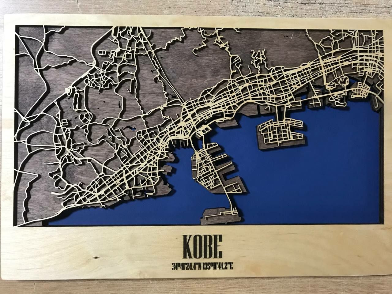 3D Wood City Map インテリア用木製都市マップ 【約1週間で出荷】