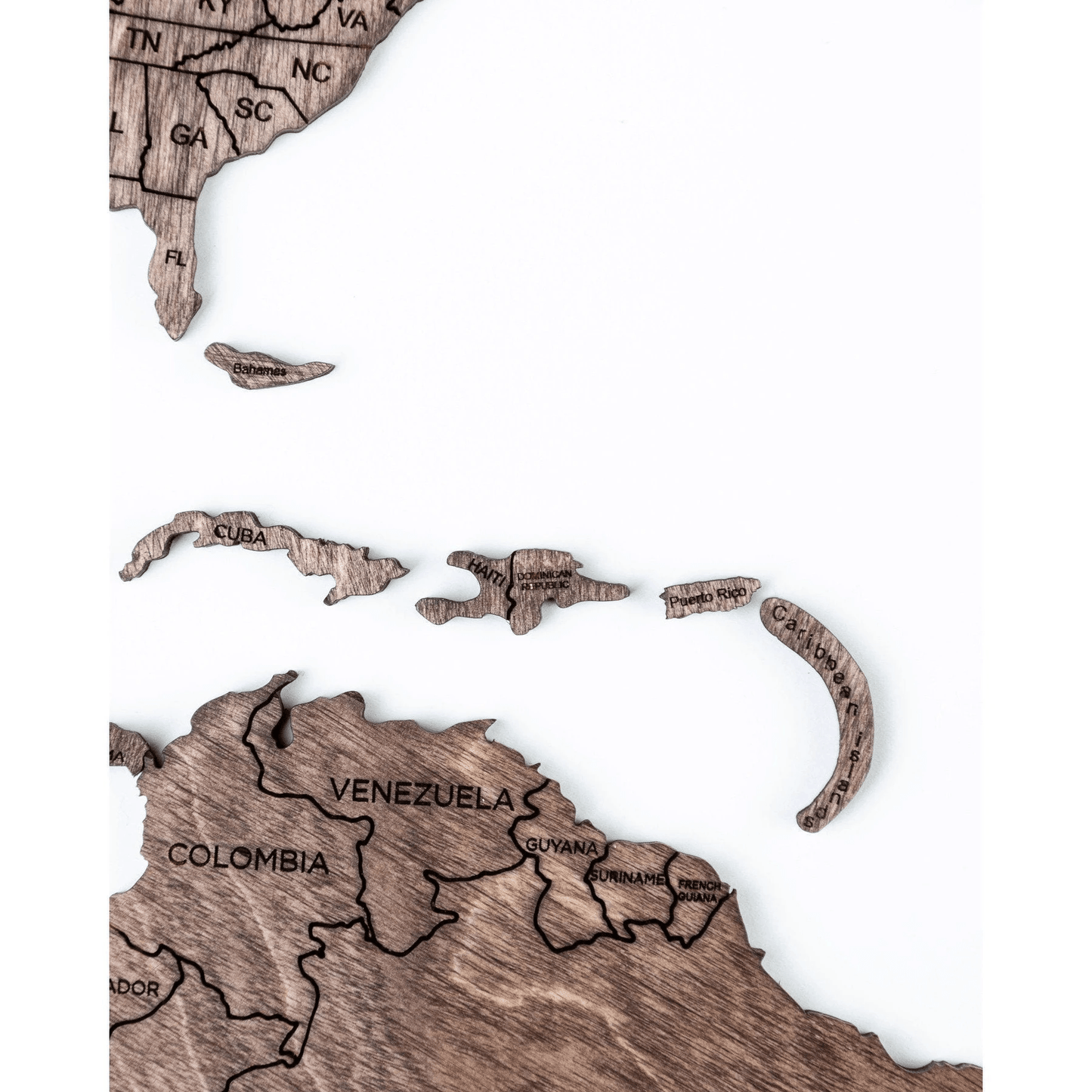 2D Wooden World Map ダークウォルナットカラー 木製世界地図 【南極大陸なし】【約1週間で出荷】【セール品は在庫限りで販売終了予定】