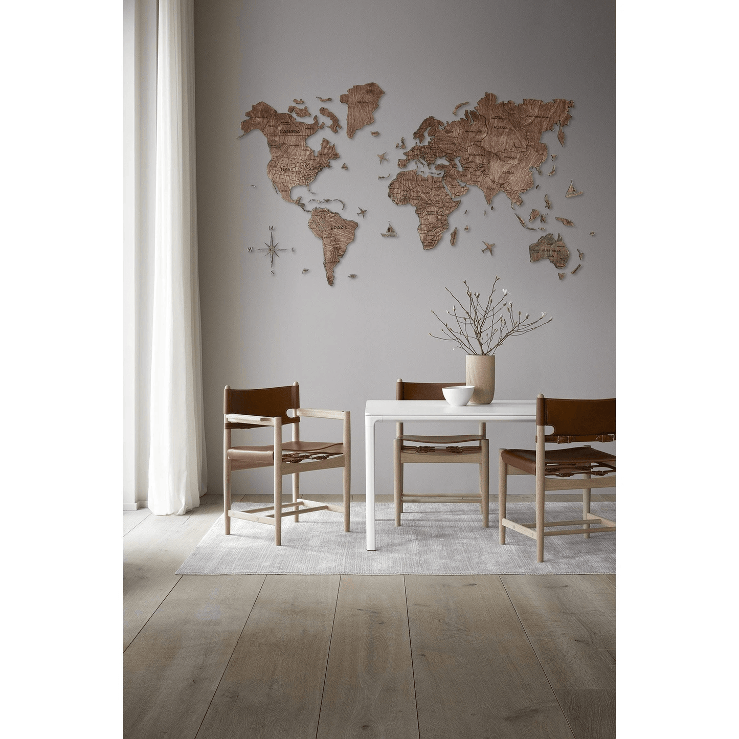 2D Wooden World Map ダークウォルナットカラー 木製世界地図 【南極大陸なし】【約1週間で出荷】【セール品は在庫限りで販売終了予定】