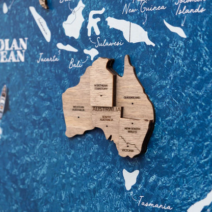 3D Wooden World Map On Board シングルパネル テラカラー [受注生産品：約2か月で出荷]