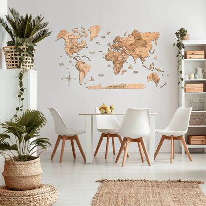 3D Wooden World Map ライトカラー 木製世界地図[受注生産品：約2か月で出荷]
