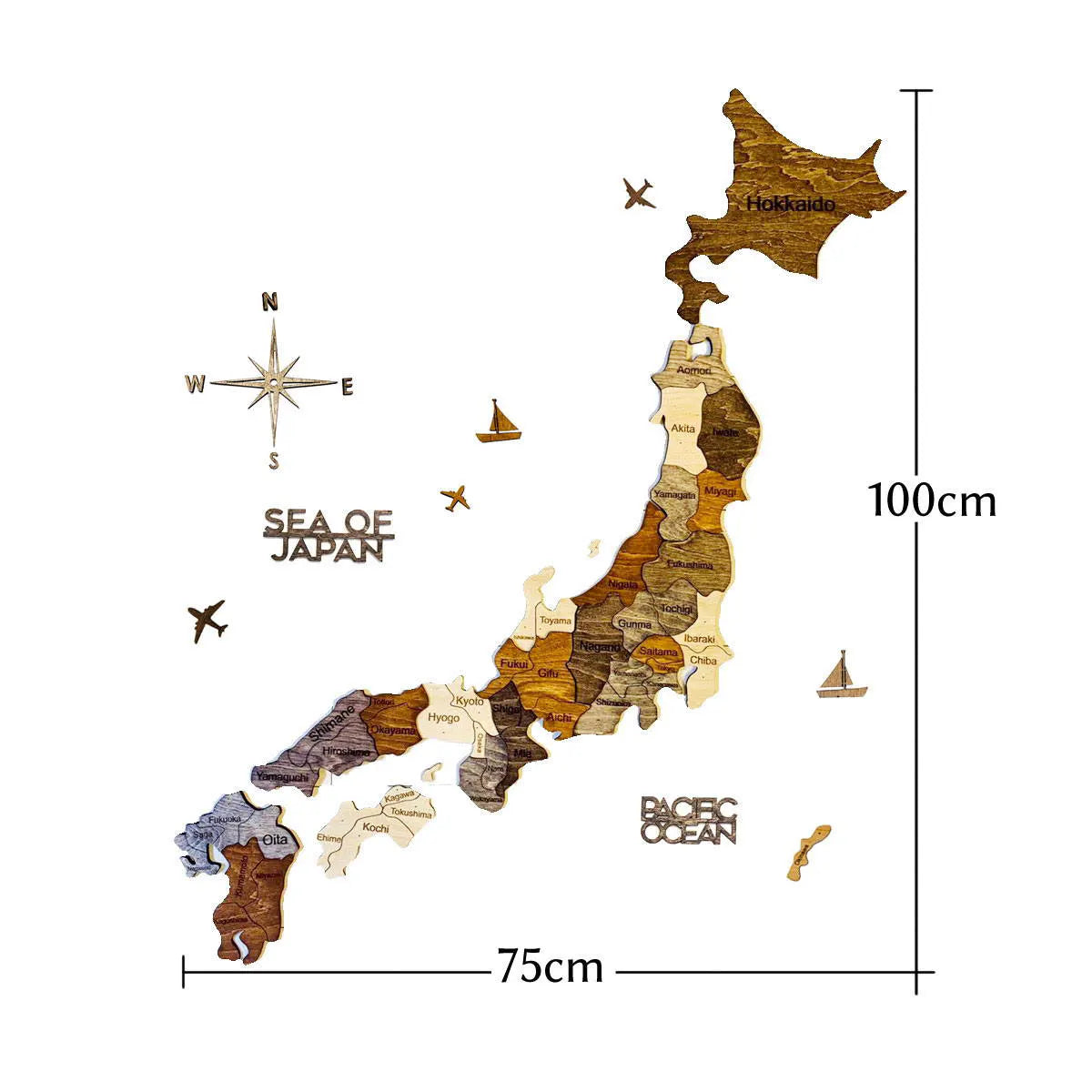 3D Wooded Japan Map 木製日本地図 [受注生産品：約2か月で出荷]