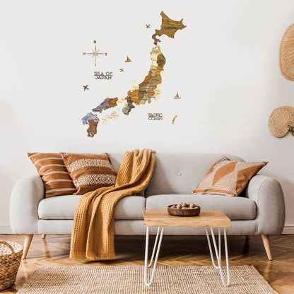 3D Wooded Japan Map 木製日本地図 [受注生産品：約2か月で出荷]