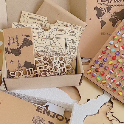 3D Wooden World Map ライトカラー 木製世界地図[受注生産品：約2か月で出荷]