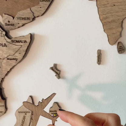 3D Wooden World Map テラカラー 木製世界地図[受注生産品：約2か月で出荷]