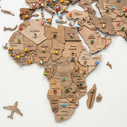 3D Wooden World Map テラカラー 木製世界地図[受注生産品：約2か月で出荷]