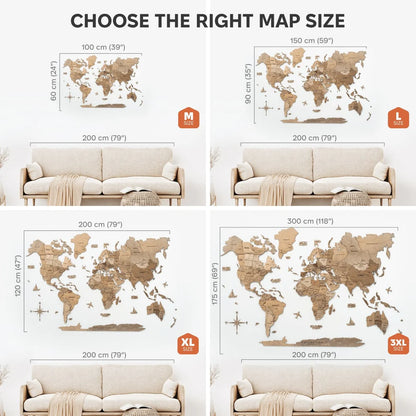 3D Wooden World Map テラカラー 木製世界地図[受注生産品：約2か月で出荷]