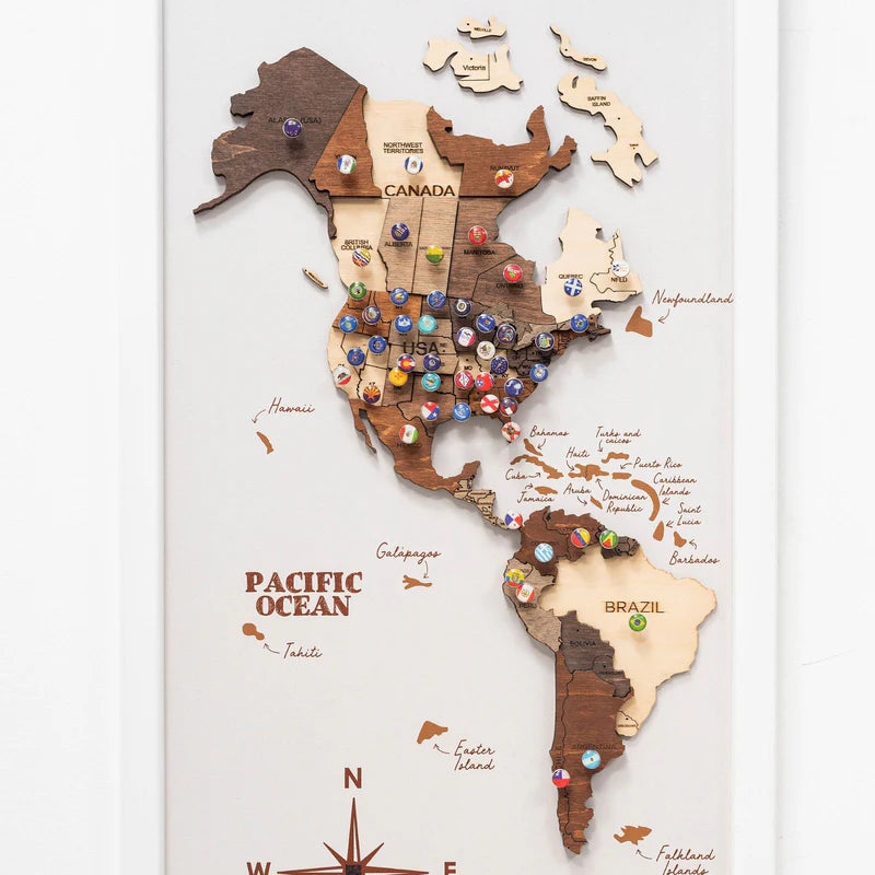 3D Wooden World Map on Board トリプティック マルチカラー[受注生産品：約2か月で出荷]