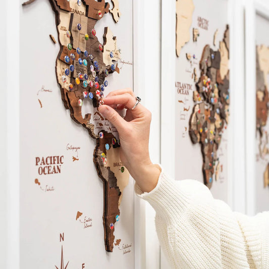 3DWood World Map ENJOY THE WOOD 南極木製世界地図 3D Wood World Map ダークウォルナット 木製世界地図 【南極大陸