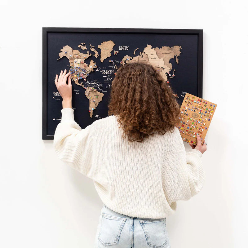 3D Wooden World Map On Board シングルパネル テラカラー [受注生産品：約2か月で出荷]