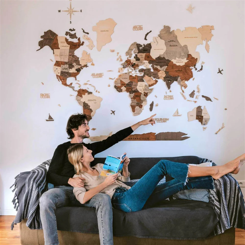 3D Wooden World Map マルチカラー 木製世界地図[受注生産品:約2か月 3D Wooden World Map マルチカラー 木製世界地図[受注生産品:約2か月