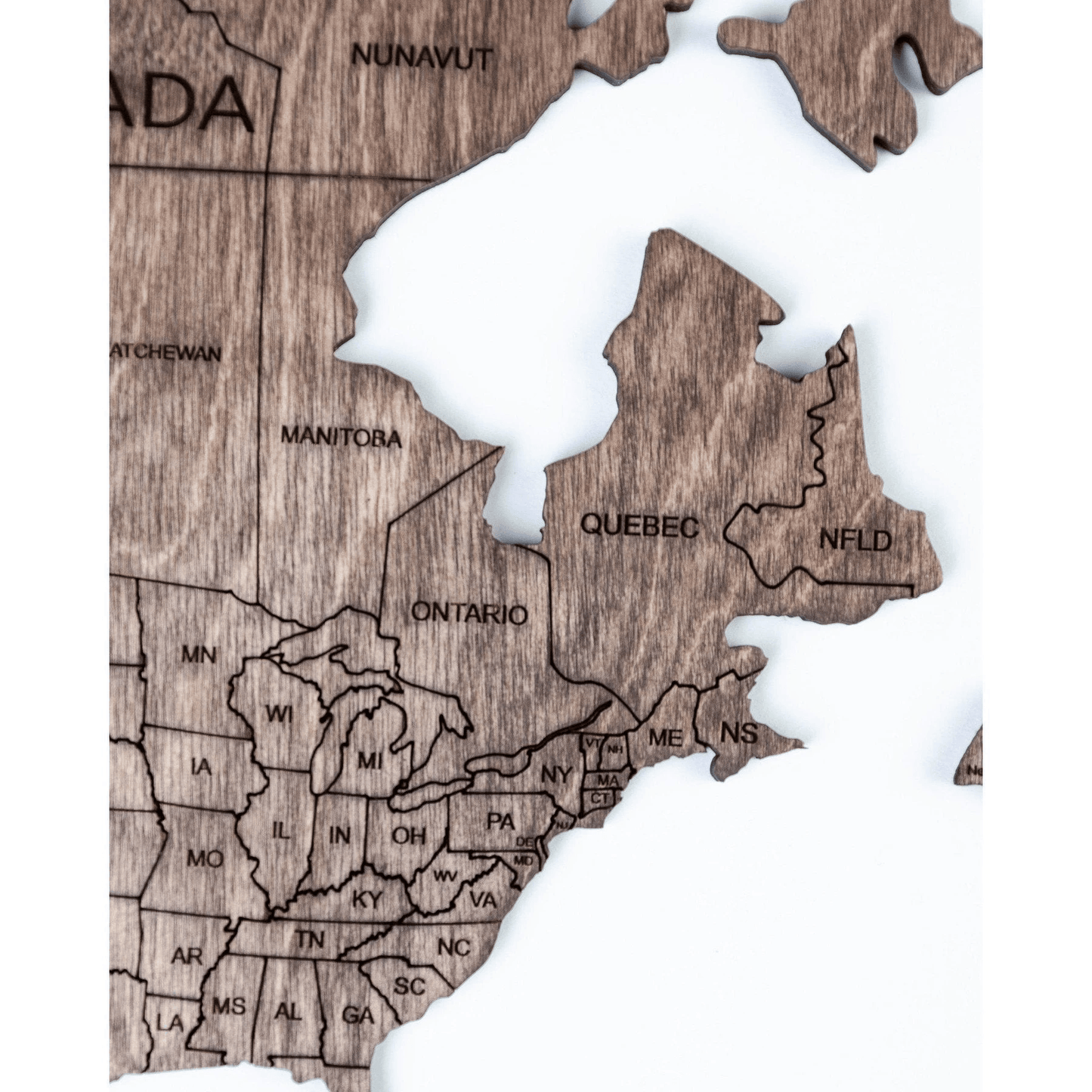 2D Wooden World Map ダークウォルナットカラー 木製世界地図 【南極大陸なし】【約1週間で出荷】【セール品は在庫限りで販売終了予定】