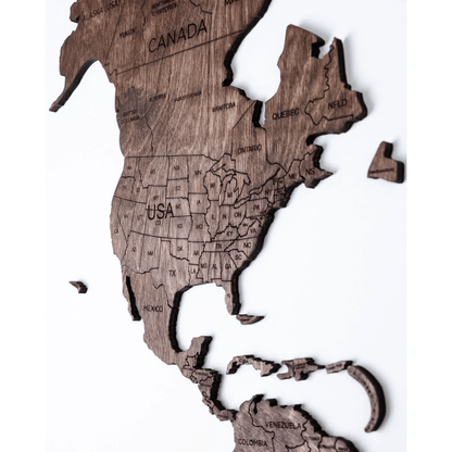 2D Wooden World Map ダークウォルナットカラー 木製世界地図 【南極大陸なし】【約1週間で出荷】【セール品は在庫限りで販売終了予定】