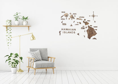 3D Wooden Hawaiian Islands Map 木製ハワイ諸島地図 [在庫限りで販売終了予定] [約1週間で出荷]