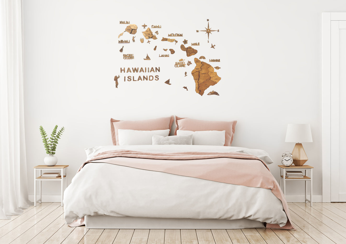 3D Wooden Hawaiian Islands Map 木製ハワイ諸島地図 [在庫限りで販売終了予定] [約1週間で出荷]