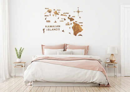 3D Wooden Hawaiian Islands Map 木製ハワイ諸島地図 [在庫限りで販売終了予定] [約1週間で出荷]