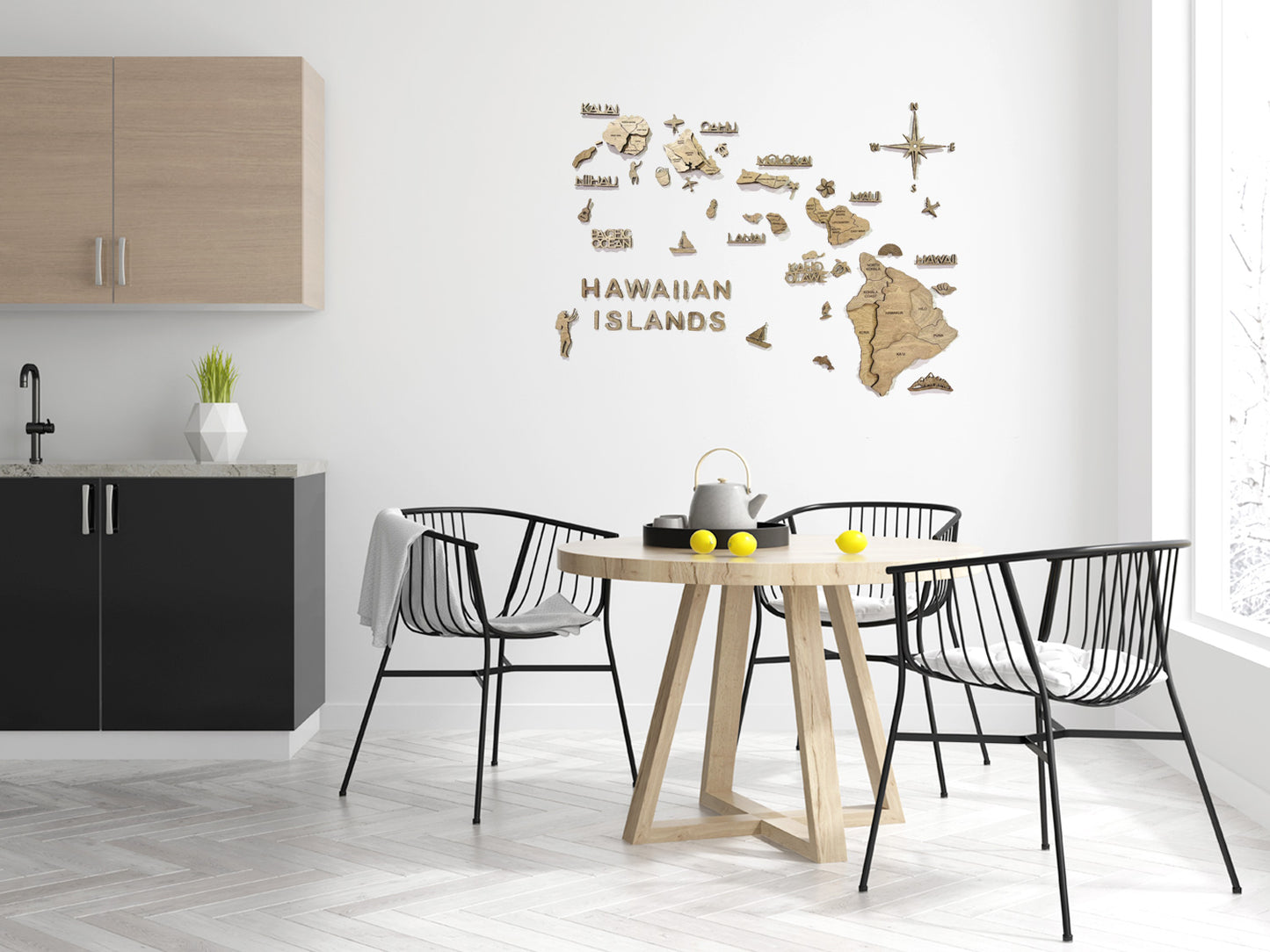3D Wooden Hawaiian Islands Map 木製ハワイ諸島地図 [在庫限りで販売終了予定] [約1週間で出荷]