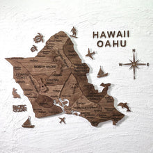 画像をギャラリービューアに読み込む, 3D Wood Hawaii Oahu Map 壁掛け木製ハワイ地図【翌日出荷】
