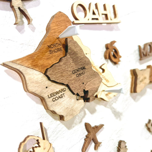 3D Wood Hawaiian Islands Map 壁掛け木製ハワイ諸島地図【翌日