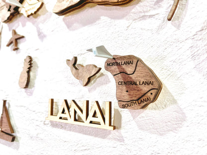 3D Wooden Hawaiian Islands Map 木製ハワイ諸島地図 [在庫限りで販売終了予定] [約1週間で出荷]