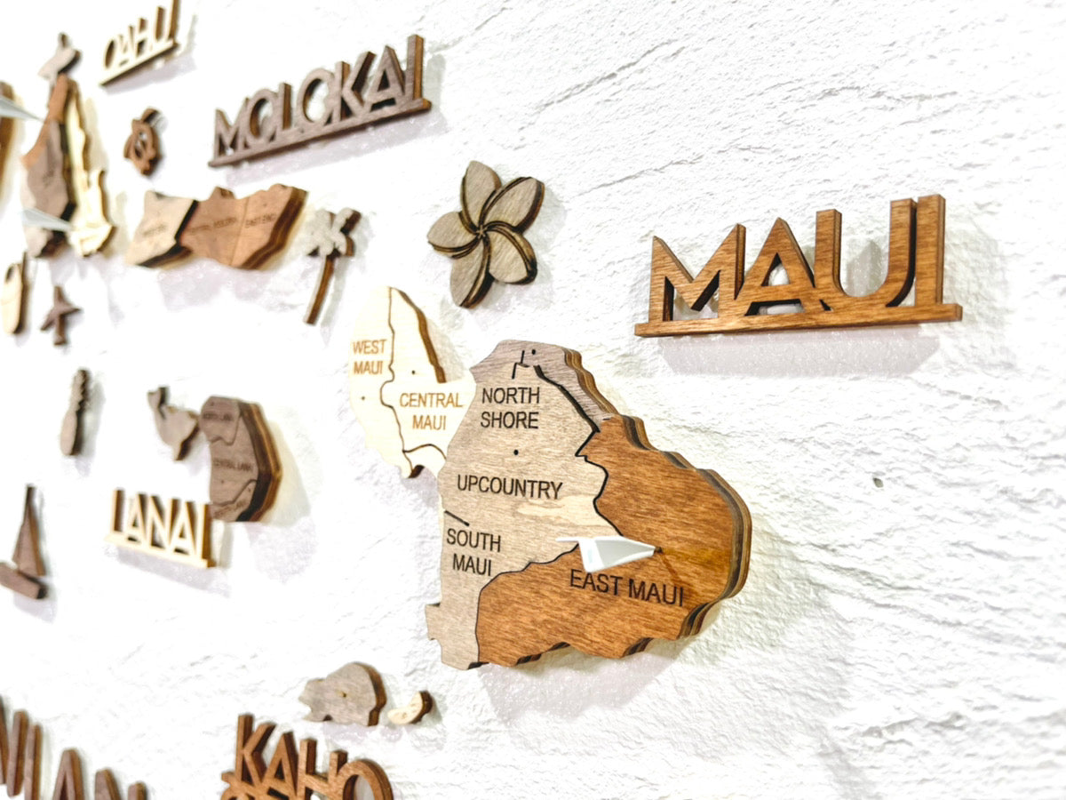 3D Wooden Hawaiian Islands Map 木製ハワイ諸島地図 [在庫限りで販売終了予定] [約1週間で出荷]