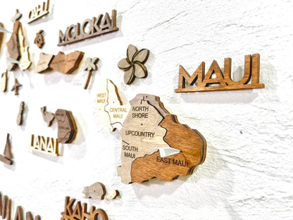 3D Wooden Hawaiian Islands Map 木製ハワイ諸島地図 [在庫限りで販売終了予定] [約1週間で出荷]