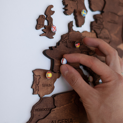 3D Wood World Map オークカラー 木製世界地図 【南極大陸なし】【約1週間で納品】【セール品は在庫なくなり次第終了】