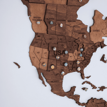 3D Wood World Map オークカラー 木製世界地図 【南極大陸なし】【約1週間で納品】【セール品は在庫なくなり次第終了】