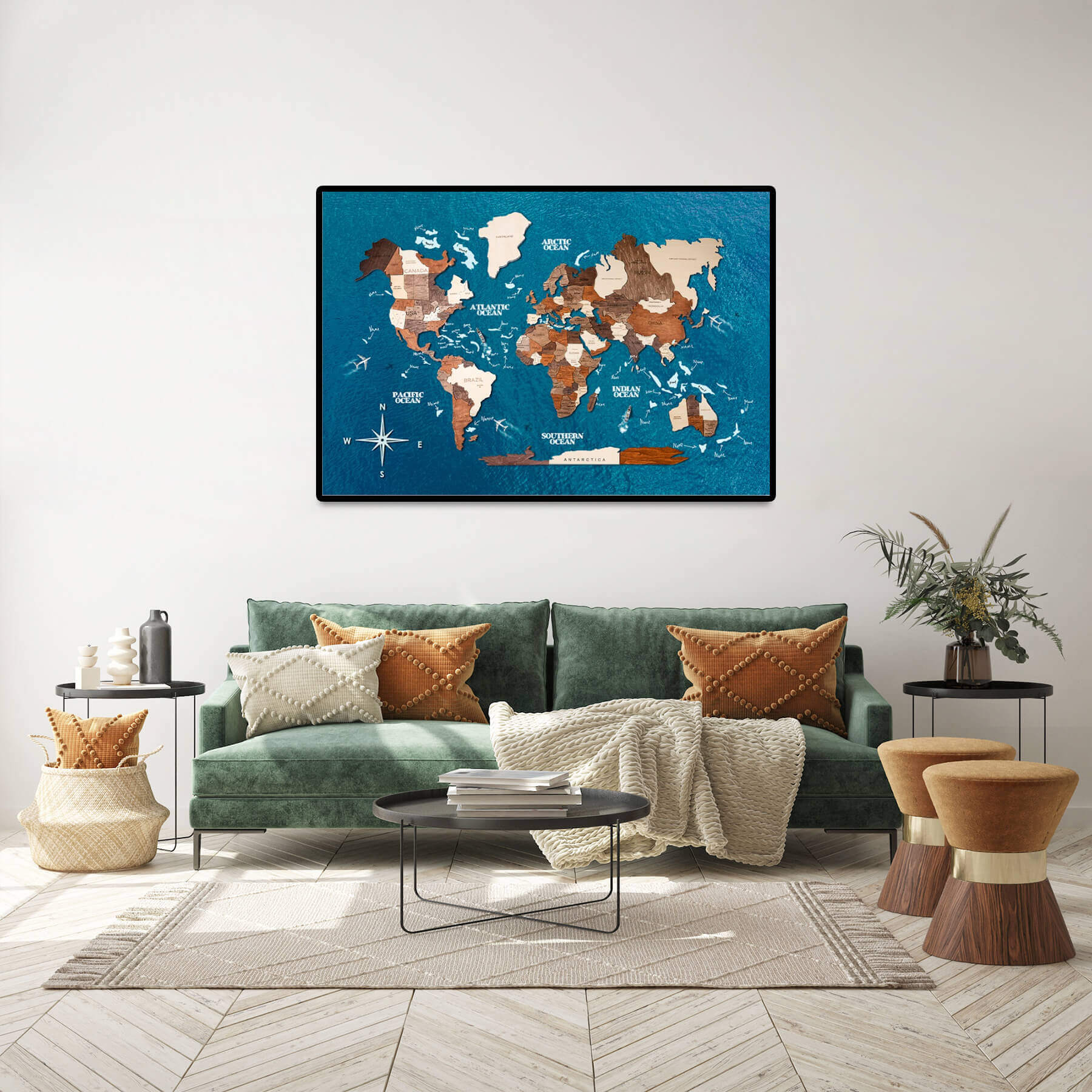 3月中旬頃入荷】3D Wood World Map On Board シングルパネル – Enjoy