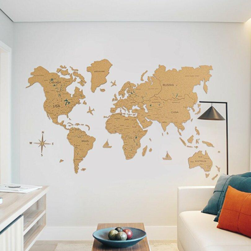 Travel Cork World Map ノーマルモデル 壁掛けコルク製世界地図