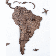 画像をギャラリービューアに読み込む, 2D Wood World Map ウォールナットカラー 壁掛け木製世界地図【送料無料＆翌日発送】

