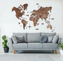 画像をギャラリービューアに読み込む, 3D Wood World Map ダークウォルナット 壁掛け木製世界地図【翌日出荷】

