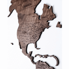 画像をギャラリービューアに読み込む, 2D Wood World Map ウォールナットカラー 壁掛け木製世界地図【送料無料＆翌日発送】
