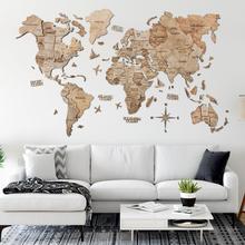 画像をギャラリービューアに読み込む, 3D Wood World Map テラカラー 壁掛け木製世界地図【翌日出荷】
