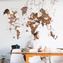 画像をギャラリービューアに読み込む, 3D Wood World Map ナチュラルウッドカラー 壁掛け木製世界地図【送料無料＆翌日出荷】
