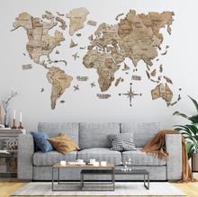 画像をギャラリービューアに読み込む, 3D Wood World Map テラカラー 壁掛け木製世界地図【翌日出荷】
