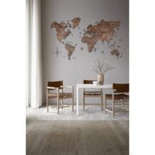 画像をギャラリービューアに読み込む, 2D Wood World Map ウォールナットカラー 壁掛け木製世界地図【送料無料＆翌日発送】
