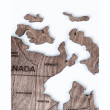 画像をギャラリービューアに読み込む, 2D Wood World Map ウォールナットカラー 壁掛け木製世界地図【送料無料＆翌日発送】

