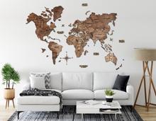 画像をギャラリービューアに読み込む, 3D Wood World Map ダークウォルナット 壁掛け木製世界地図【翌日出荷】
