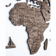 画像をギャラリービューアに読み込む, 2D Wood World Map ウォールナットカラー 壁掛け木製世界地図【送料無料＆翌日発送】
