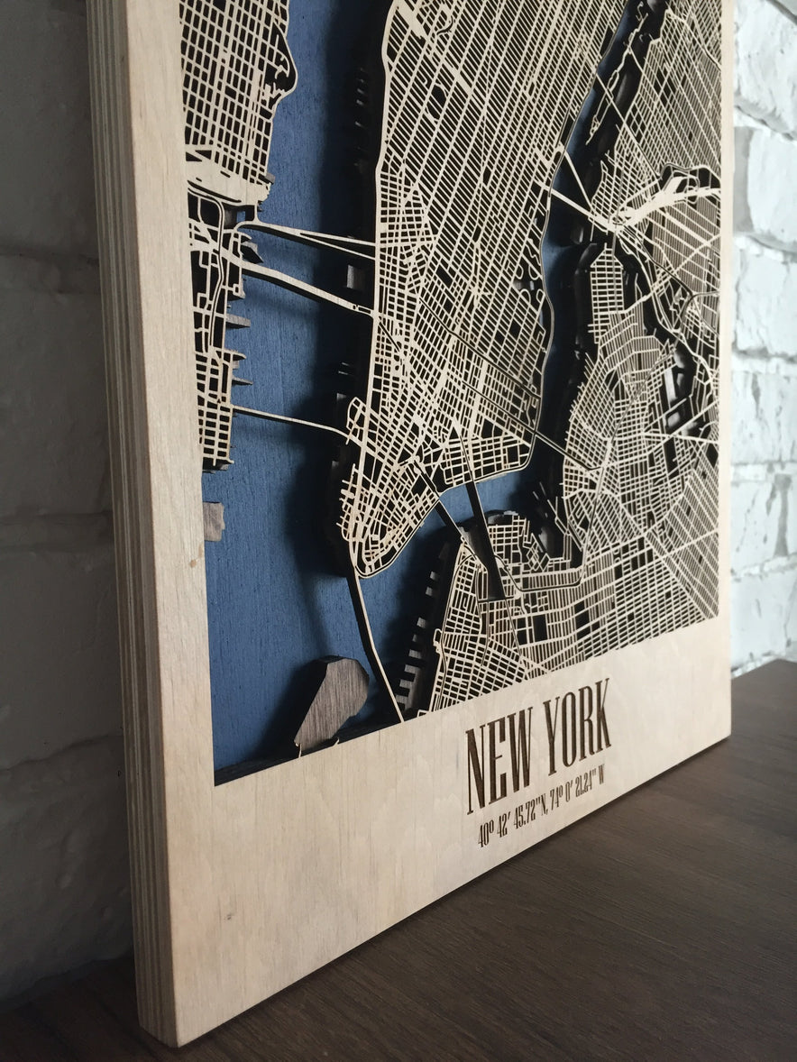 【選べる21都市】3D Wood City Map インテリア用木製都市マップ 【7月中旬頃お届け予定】