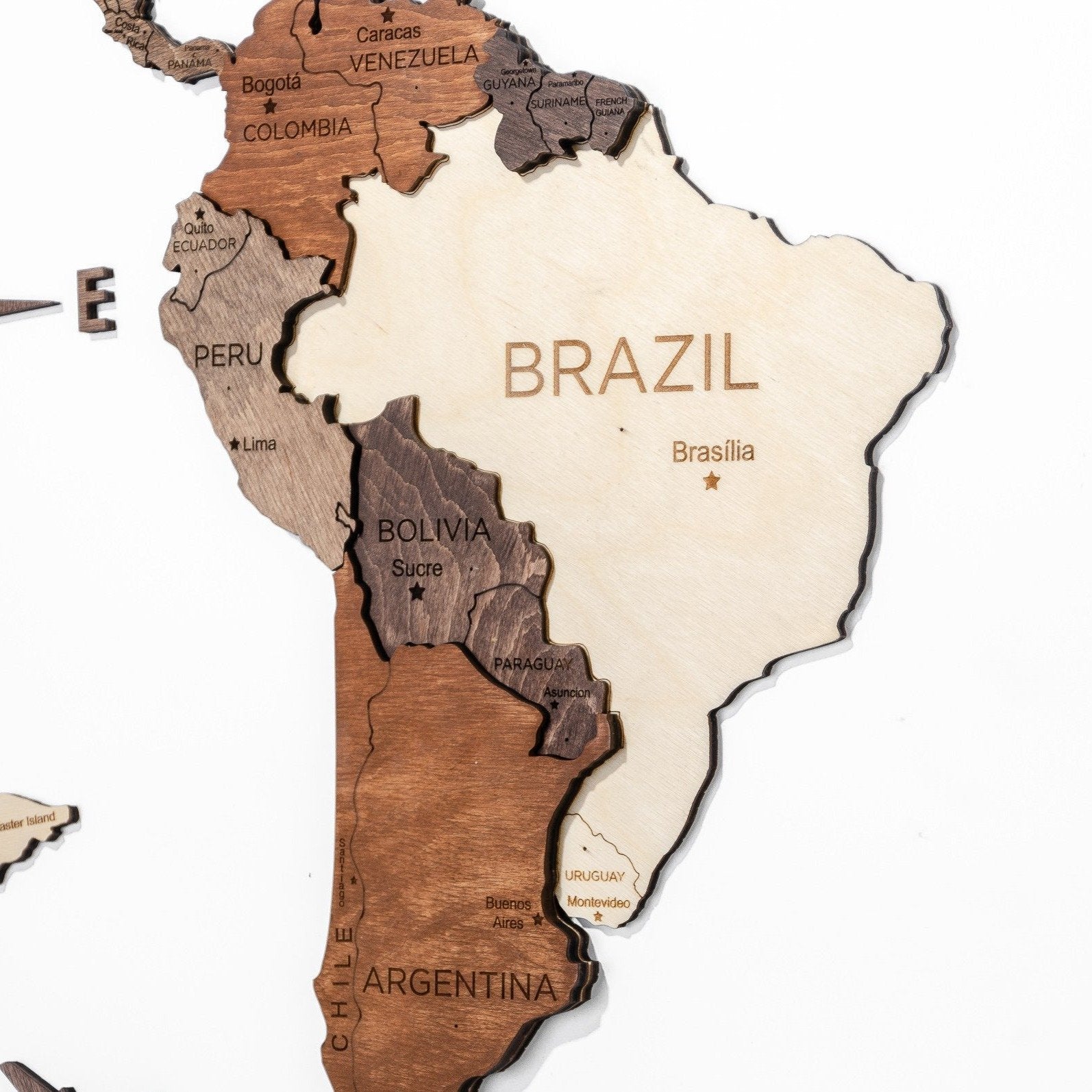 3D Wood World Map ナチュラルウッドカラー 壁掛け木製世界地図【翌日出荷】
