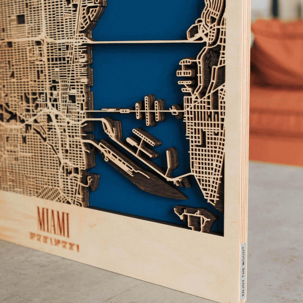 カスタムオーダー 木製都市マップ 3D Wood City Map【7月中旬頃お届け予定】