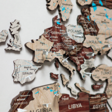 画像をギャラリービューアに読み込む, 3D Wood World Map カプチーノカラー 壁掛け木製世界地図【翌日出荷】